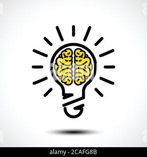 Glühbirne Idee mit Gehirn Vektor Logo Vorlage. Unternehmenssymbol, z. B. Logo. Kreative Glühbirne Idee Gehirn Vektor Illustration Stock Vektor