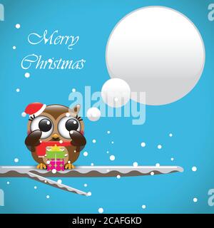 Eule im Winter Tag. Vektorgrafik Stock Vektor