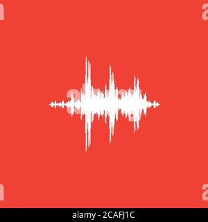 Audiosignal Rotes Symbol Auf Weißem Hintergrund. Rote Vektor-Grafik Mit Flacher Form. Stockfoto