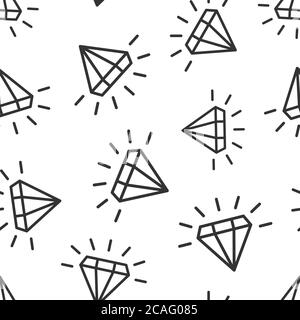 Diamant-Edelstein-Ikone in flachem Stil. Edelstein Vektorgrafik auf weißem isolierten Hintergrund. Schmuck brillante nahtlose Muster Business-Konzept. Stock Vektor