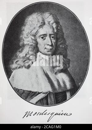 Charles-Louis de Secondat, Baron de La Brède et de Montesquieu, 18. Januar 1689 - 10. Februar 1755, Montesquieu, französischer Schriftsteller, Philosoph und politischer Theoretiker der Aufklärung / Charles-Louis de Secondat, Baron de La Brède et de Montesquieu, 18. Januar 1689 - 10. Februar 1755, Montesquieu, franzoesischer Schriftsteller, Philosoph und Staatstheoretiker der Aufklaerung, Historisch, historisch, digital verbesserte Reproduktion eines Originals aus dem 19. Jahrhundert / digitale Reproduktion einer Originalvorlage aus dem 19ten Jahrhundert. Jahrhundert, Stockfoto