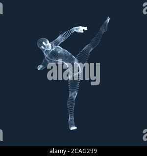 Gymnast. Man. 3D-Modell des menschlichen Körpers. Gymnastik Aktivitäten für Icon Health und Fitness Community. Vektorgrafiken aus Teilchen. Stock Vektor