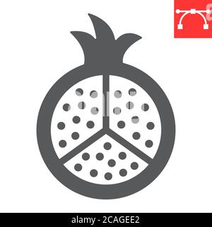 Granatapfel Glyphe Symbol, Obst und punica, Granatzeichen Vektorgrafiken, editierbare Kontur solide Symbol, eps 10. Stock Vektor
