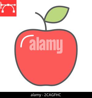 Apple-Farblinie Symbol, Obst und Gesundheit, Apfel Zeichen Vektor-Grafiken, editierbare Kontur gefüllt Umrisssymbol, eps 10. Stock Vektor