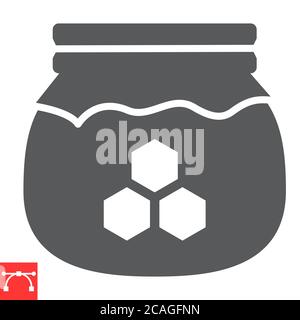 Honey jar Glyph Symbol, rosh hashanah und Bienenstock, Honig Zeichen Vektorgrafiken, editierbare Kontur solide Symbol, eps 10. Stock Vektor