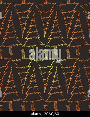 Nahtlose Textur mit Gold Doodle Weihnachtsbäume. Vektor-Hintergrund für Wraps, Tapete, Stoff und Ihre Kreativität Stock Vektor