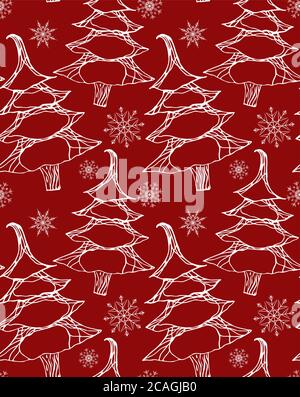 Nahtlose Textur mit Doodle Weihnachtsbäume. Vektor-Hintergrund für Wraps, Tapete, Stoff und Ihre Kreativität Stock Vektor