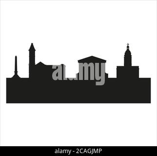 Silhouette der Skyline von Birmingham in England isoliert auf einem Weißer Hintergrund Stockfoto