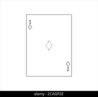 Abbildung einer unfarbigen Nummer eins der Spielkarte mit Diamanten Für Web- und Mobile-Design Stockfoto