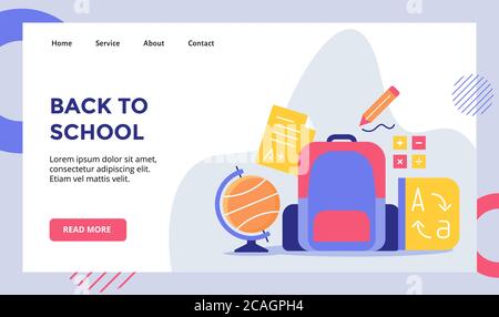 Zurück zur Schule Konzept Kampagne für Web-Website Home Homepage mit flachen Stil Vektor Illustration Design Stock Vektor