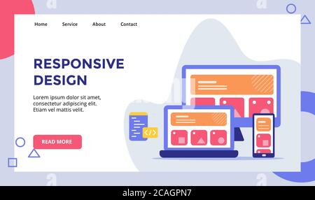 Responsive Design Konzept Kampagne für Web-Website Startseite Landing Page Vorlage Banner mit flachen Stil. Stock Vektor