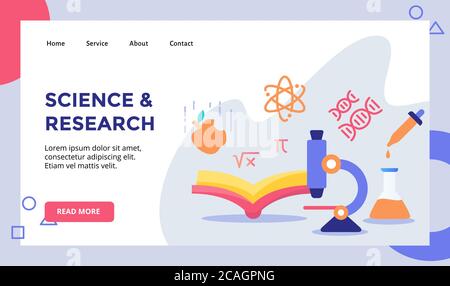 Wissenschaft Forschung Konzept Kampagne für Web-Website Startseite Landing Page Vorlage Banner mit flachen Stil Vektor Illustration Design Stock Vektor