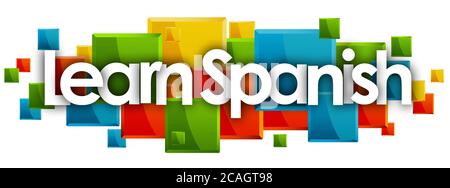 Spanisch lernen Wort in Rechtecken Hintergrund Stockfoto
