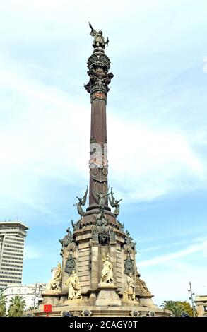 Colon Statue in Barcelona Spanien Europa Stockfoto