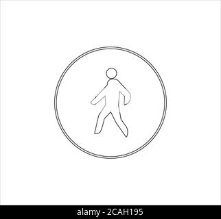 Fußgängerstraße Verkehrszeichen Symbol für Web-und Mobile-Design Isoliert auf weißem Hintergrund Stockfoto