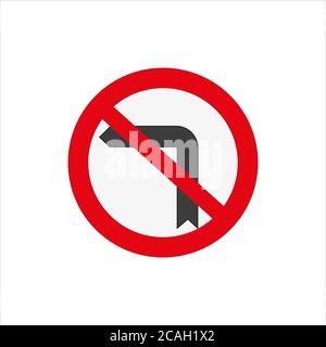 Abbildung eines Verkehrszeichens, das das isolierte Einschalten verbietet Ein weißer Hintergrund Stockfoto