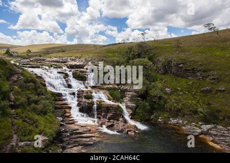 Casca D'anta Wasserfälle - Serra da Canastra Nationalpark - Minas Gerais - Brasilien Stockfoto