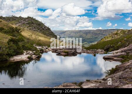 Casca D'anta Wasserfälle - Serra da Canastra Nationalpark - Minas Gerais - Brasilien Stockfoto