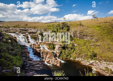 Casca D'anta Wasserfälle - Serra da Canastra Nationalpark - Minas Gerais - Brasilien Stockfoto