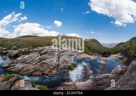 Casca D'anta Wasserfälle - Serra da Canastra Nationalpark - Minas Gerais - Brasilien Stockfoto