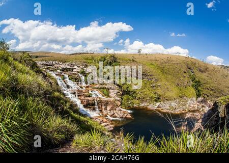 Casca D'anta Wasserfälle - Serra da Canastra Nationalpark - Minas Gerais - Brasilien Stockfoto