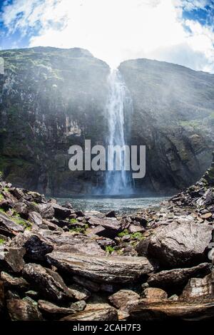 Casca D'anta Wasserfälle - Serra da Canastra Nationalpark - Minas Gerais - Brasilien Stockfoto