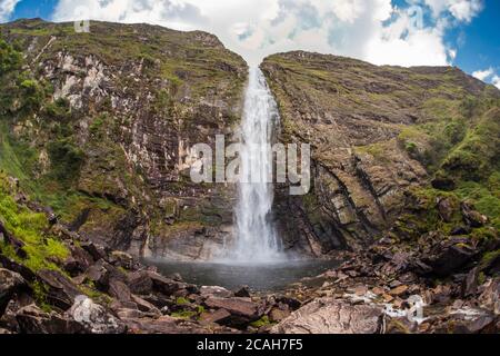 Casca D'anta Wasserfälle - Serra da Canastra Nationalpark - Minas Gerais - Brasilien Stockfoto