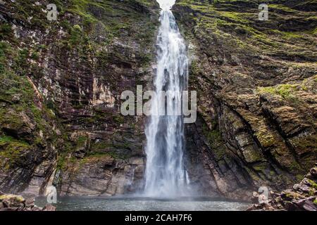 Casca D'anta Wasserfälle - Serra da Canastra Nationalpark - Minas Gerais - Brasilien Stockfoto