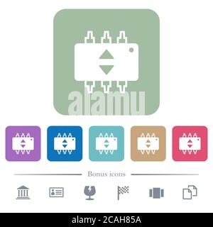 Hardware Feinabstimmung weiße flache Symbole auf Farbe abgerundeten quadratischen Hintergründen. 6 Bonus-Symbole enthalten Stock Vektor