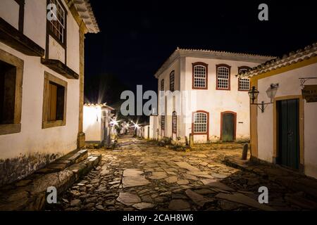 Nachtansicht der Stadt Tiradentes - Minas Gerais - Brasilien Stockfoto