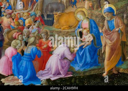 Die Anbetung der Könige, Detail, Fra Angelico und Fra Filippo Lippi, um 1440-1460, National Gallery of Art, Washington DC, USA, Nordamerika Stockfoto