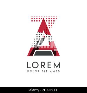 ZA-Logo in Grau und Rot, das für kreative Industrien und den Papierdruck verwendet werden kann. AZ-Logo ist mit Blasen und Punkten gefüllt, kann ich angewendet werden Stock Vektor