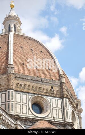 Detail der herrlichen Kuppel von Santa Maria del Fiore, der Kathedrale von Florenz, in Italien Stockfoto