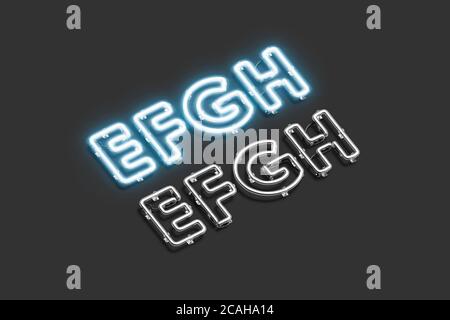 Dekorative E F G H Buchstaben, Neon Schrift Nachbau Stockfoto