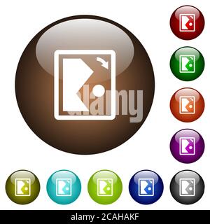Drehen Sie die weißen Symbole auf runden Farbgläsern nach rechts Stock Vektor