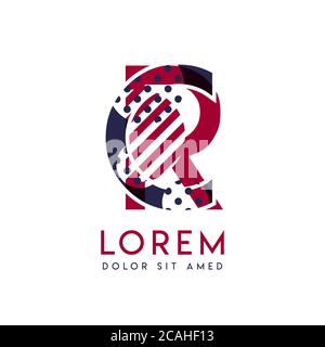 RC einfaches Logo-Design mit blauen und kastanienbraunen Farbe, die für kreative Unternehmen und Werbung verwendet werden kann. CR-Logo ist mit Blasen und Punkten gefüllt, kann Stock Vektor