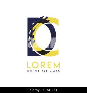 DC einfaches Logo-Design mit gelben und violetten Farben, die für kreative Unternehmen und Werbung verwendet werden können. CD-Logo ist gefüllt mit Blasen und Punkten, ca. Stock Vektor