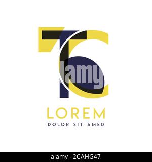 TC einfaches Logo-Design mit gelben und violetten Farben, die für kreative Geschäfte und Werbung verwendet werden können. CT-Logo ist mit Blasen und Punkten gefüllt, ca. Stock Vektor