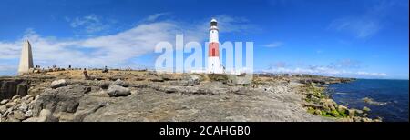 Portland Bill Lighthouse, ein historischer, funktionierender Leuchtturm in Portland Bill, an der Südspitze der Isle of Portland, Dorset, England, Großbritannien Stockfoto