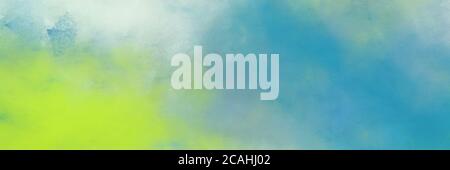 Dekorative abstrakte Malerei Hintergrund Grafik mit Kadett blau, grün gelb und teegrün Farben und Platz für Text oder Bild. Kann als Postauto verwendet werden Stockfoto