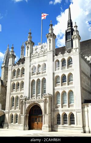 The Guildhall London England Großbritannien ein mittelalterliches Gebäude aus dem 15. Jahrhundert, das Zuhause der City of London Corporation war, das als Rathaus für Hunderte von genutzt wurde Stockfoto