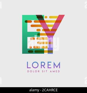 EY Logo mit dem Thema Galaxie Geschwindigkeit und Stil, die für kreative und Business-Branchen geeignet ist. YE Letter Logo Design für alle Webseitenmedien und Stock Vektor