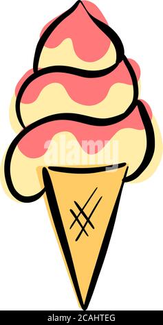 Cartoon Eis in einem Kegel Vektor Illustration Stock Vektor