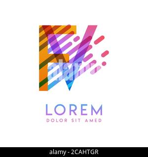 FV-Logo mit dem Thema Galaxie Geschwindigkeit und Stil, die für kreative und Business-Branchen geeignet ist. VF Letter Logo-Design für alle Webseitenmedien und Stock Vektor