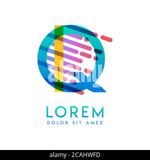 IQ-Logo mit dem Thema Galaxie Geschwindigkeit und Stil, die für kreative und Business-Branchen geeignet ist. QI Letter Logo Design für alle Webseitenmedien und Stock Vektor