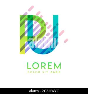 PU-Logo mit dem Thema Galaxie Geschwindigkeit und Stil, die für kreative und Business-Branchen geeignet ist. UP Letter Logo Design für alle Webseiten Medien und Stock Vektor