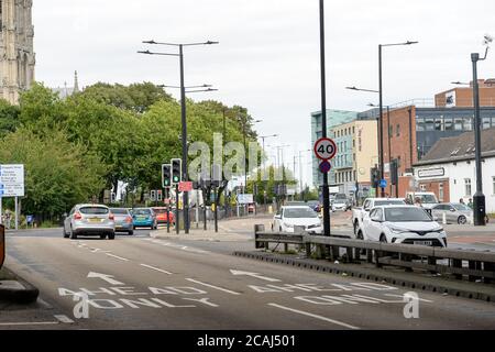 Blick über Doncaster von oben Stockfoto