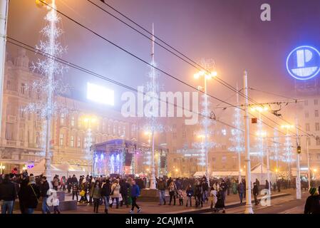 Ban Jelacic Platz, Advent in Zagreb, Kroatien Stockfoto