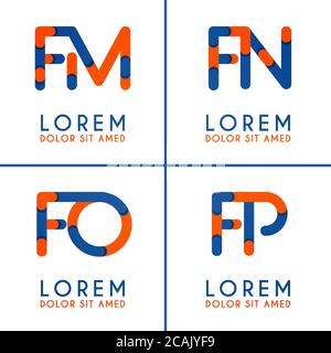 FM-Logo für Unternehmen und Unternehmen. FN-Vorlage Logo für Poster. FO-Logo-Illustration kann für Websites und Apps sein. Buchstabe FP-Logo für soziale Medien Stock Vektor