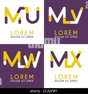 MU-Logo für Unternehmen und Unternehmen. MV Vorlage Logo für Poster. Die Darstellung des MW-Logos kann für Websites und Apps verwendet werden. Buchstabe MX Logo für soziale Medien Stock Vektor